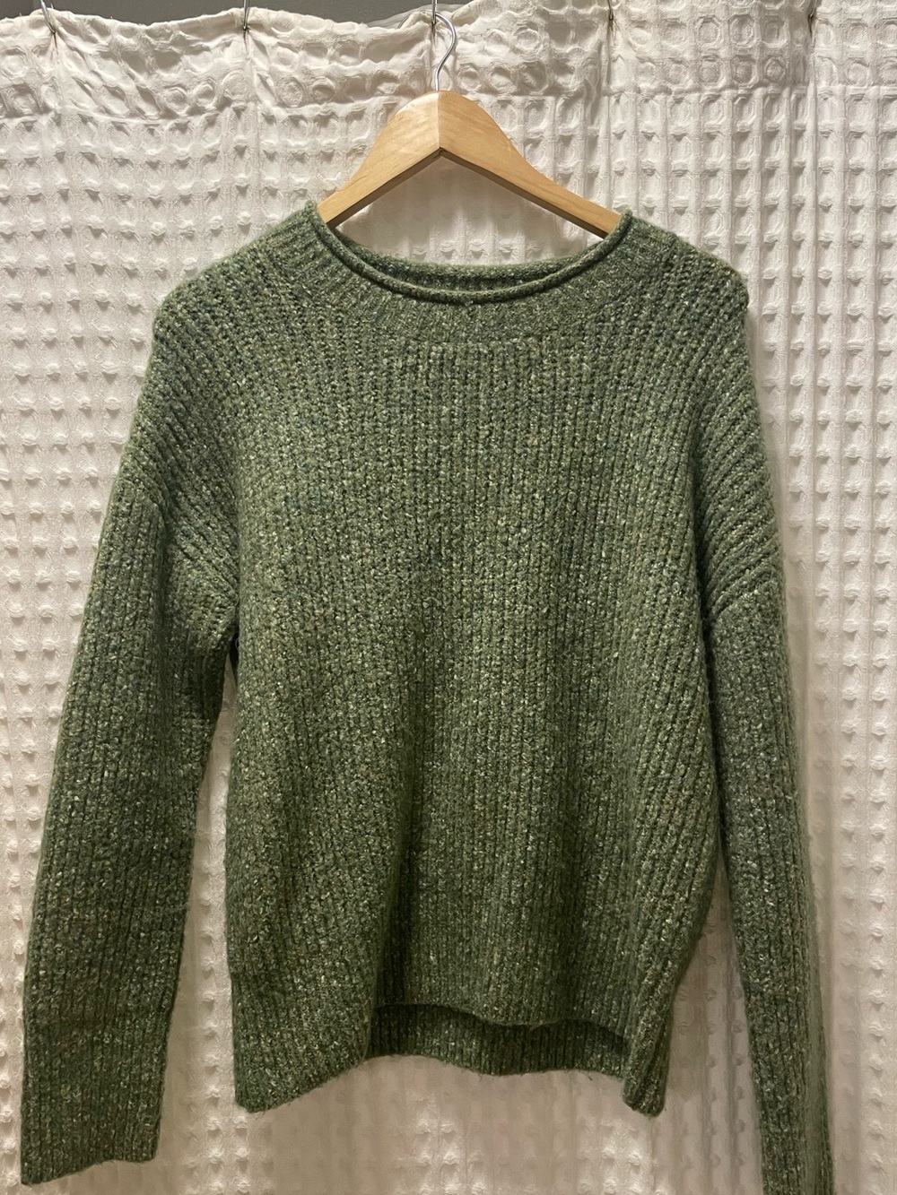 RACHEL Rachel Roy Olive Green Textured Crewneck Sweater